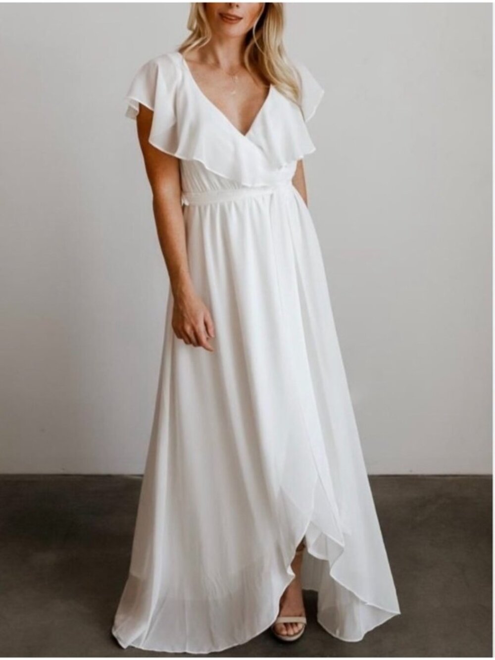 Baltic Born Katya White Ruffle Maxi Dress Size XXL Wedding Bride Long Gown Plus